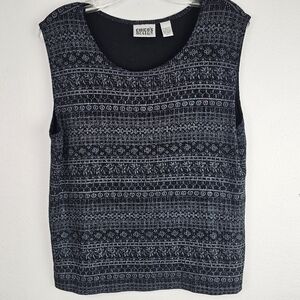 Chico"s Sparkle Black Tank Metallic Thread Sz 2 (Medium 12) EUC See Description